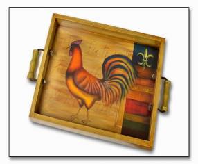 LARGE WOODEN HAND PAINTED TRAY