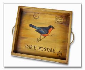 LARGE WOODEN HAND PAINTED TRAY