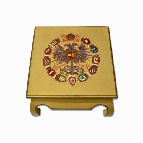 LARGE WOODEN HAND PAINTED STOOL